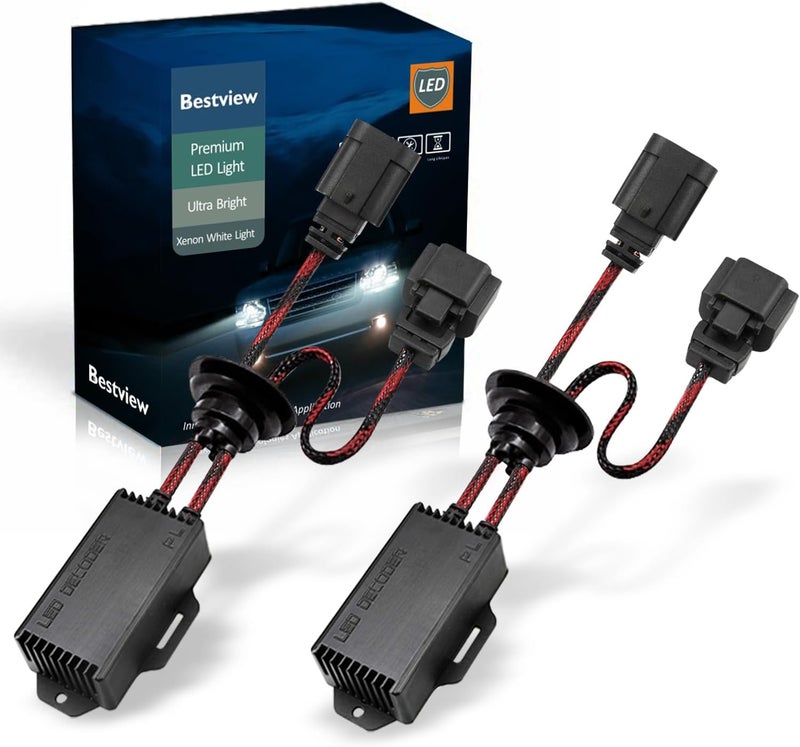 Best View جهاز فك تشفير LED H4 9003 Canbus مضاد للوميض، مقاوم للخطأ، محول مقاوم، عبوة من 2 - Image 1